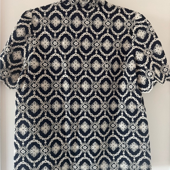 NWT Sezane Dahlia blouse in blue and white broderie size 40/US 8 - Picture 8 of 8